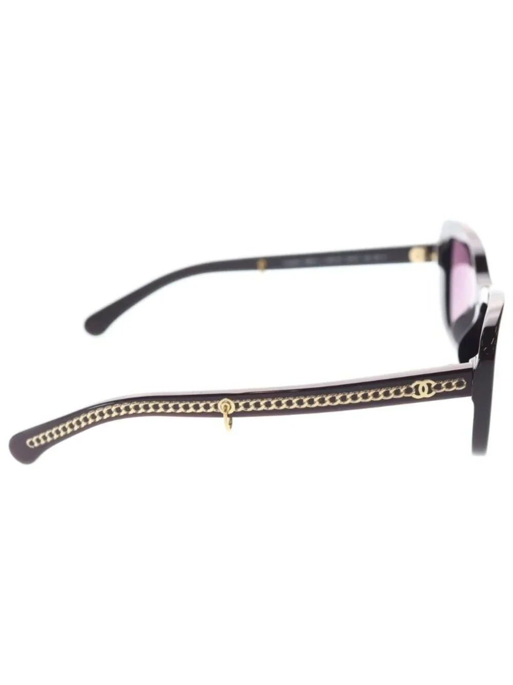 Chanel CC Logo Chain Sunglasses Wine Red 54 17 Gold Eyewear